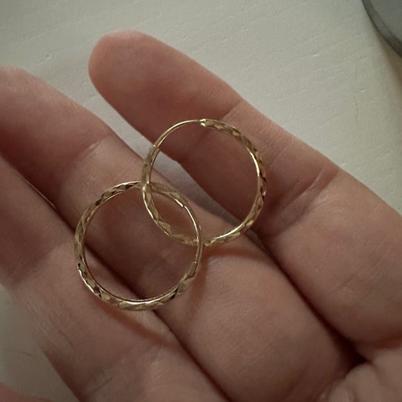 10kt Yellow Gold Eternity Hoop Earring - Picture 1 of 3